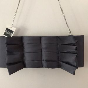 Bijoux Terner Silver/Grey Satin Evening Bag NWT